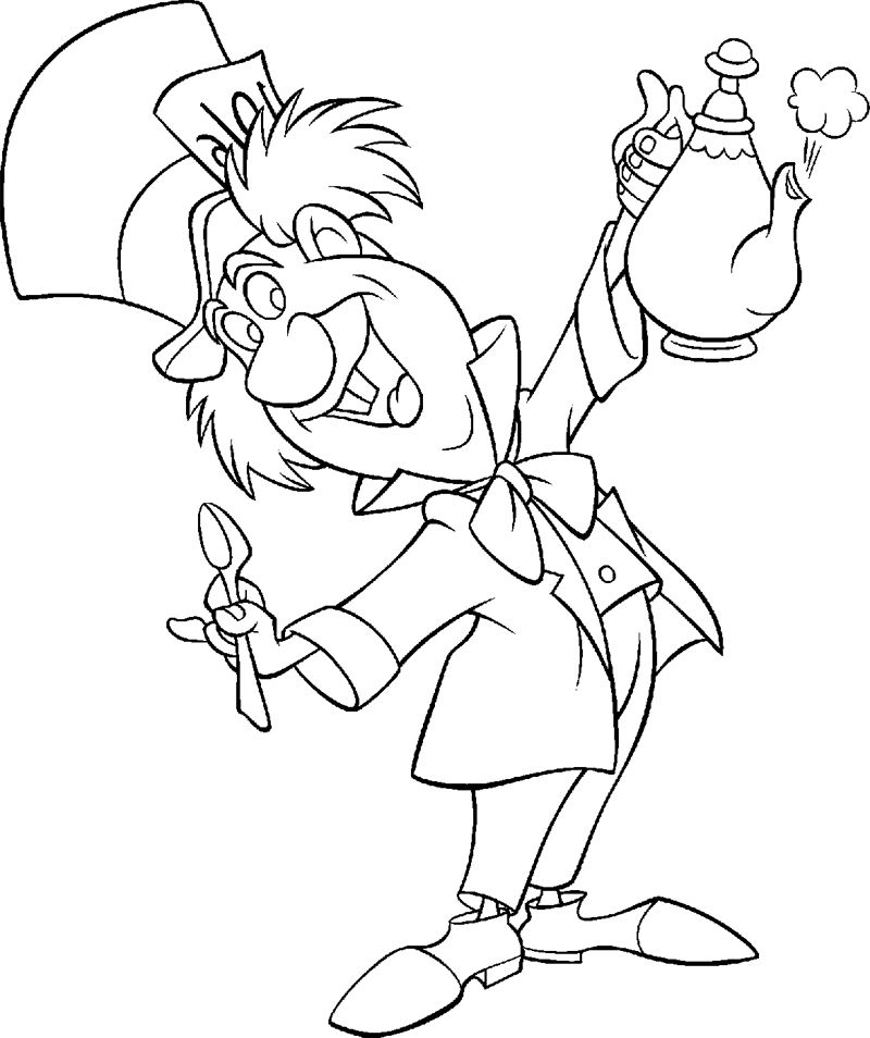 800x954 Mad Hatter Alice Wonderland Coloring Pages Alice In Wonderland