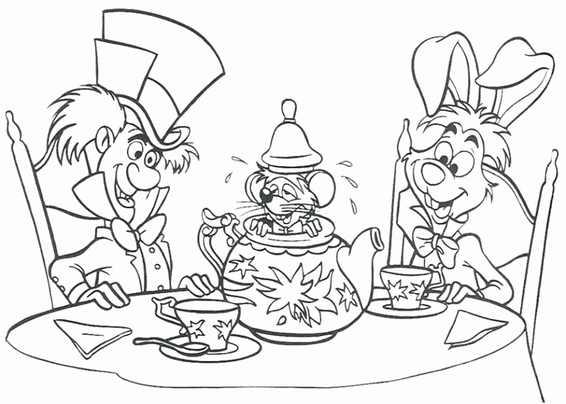 800x571 Mad Hatter Coloring Pages Stunning Mad Hatter Drawing Coloring Tea