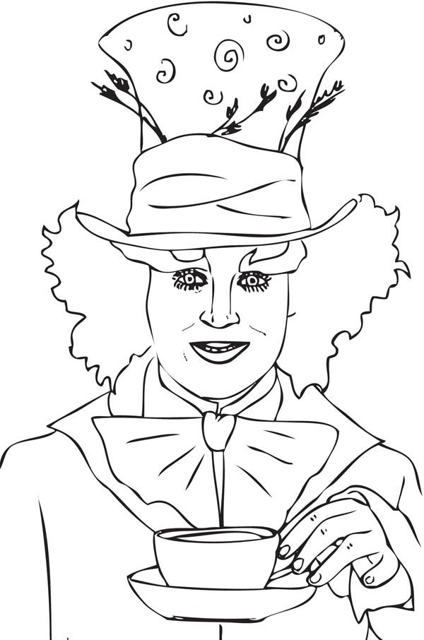 600x906 Johnny Deep Mad Hatter Coloring Page Color Luna