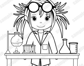 340x270 Mad Scientist Science Coloring Page Birthday Party Favor