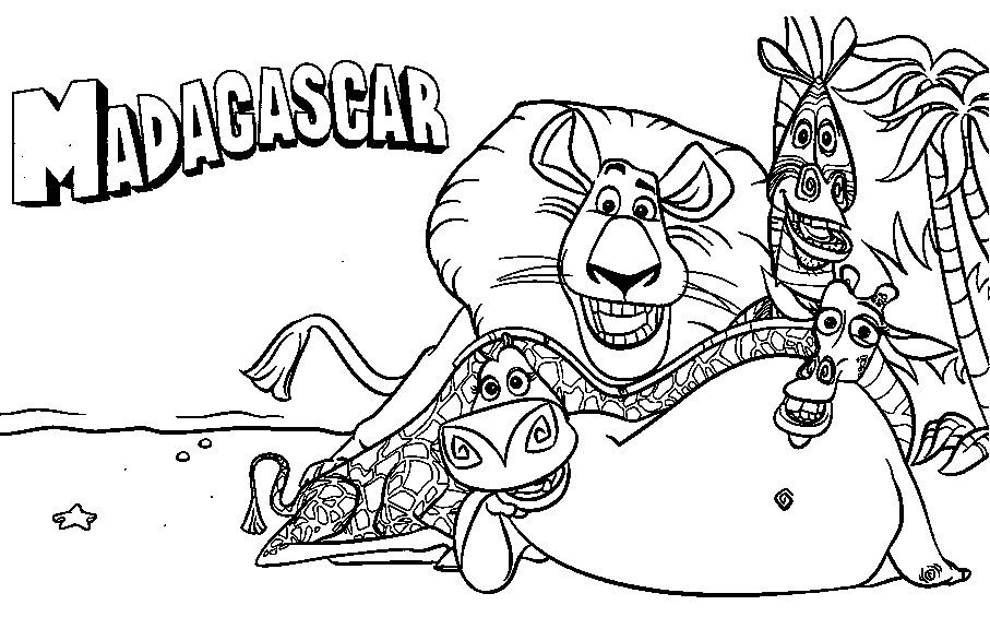 907x565 Madagascar Coloring Pages Printable Inside Decor 16