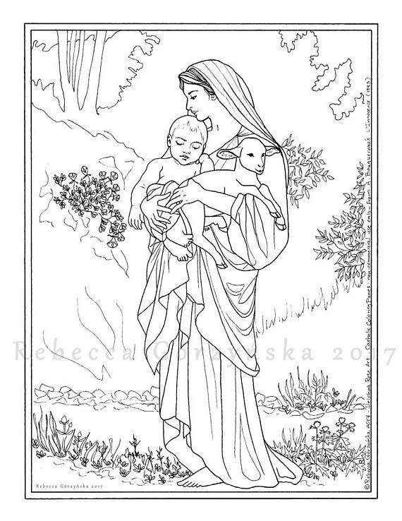 570x738 L'Innocence Coloring Page Adolphe Bouguereau Madonna