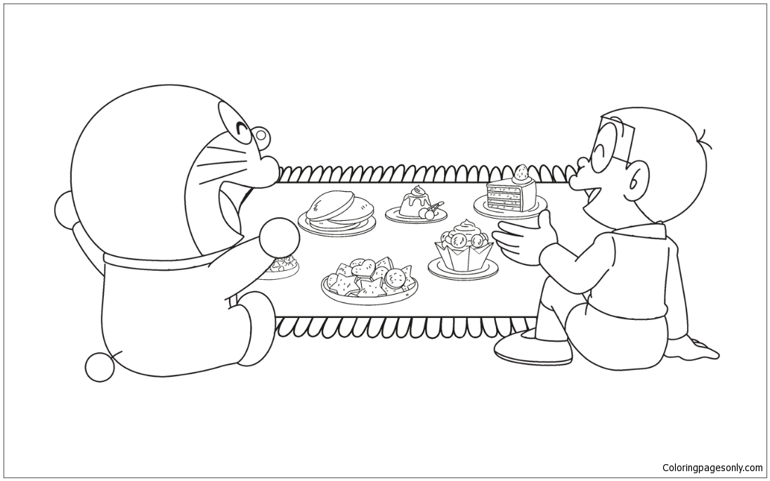 1096x684 Doraemon S Magic Carpet Coloring Page