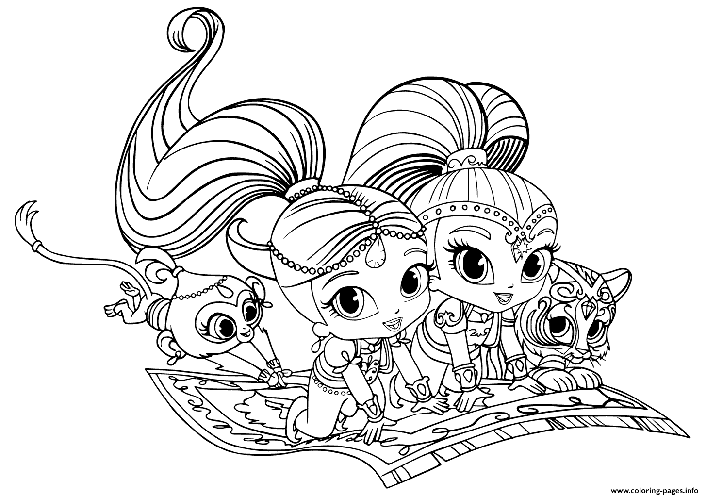 1455x1024 Print Shimmer And Shine Pets Coloring Pages Printable Coloring