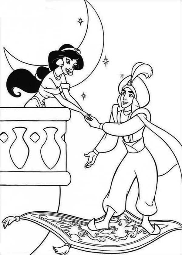 600x841 Aladdin Invite Jasmine For A Night Ride In Magic Carpet Coloring