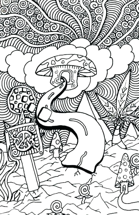 582x900 Hippie Coloring Pages Psychedelic Book Also Colouring Mushroom