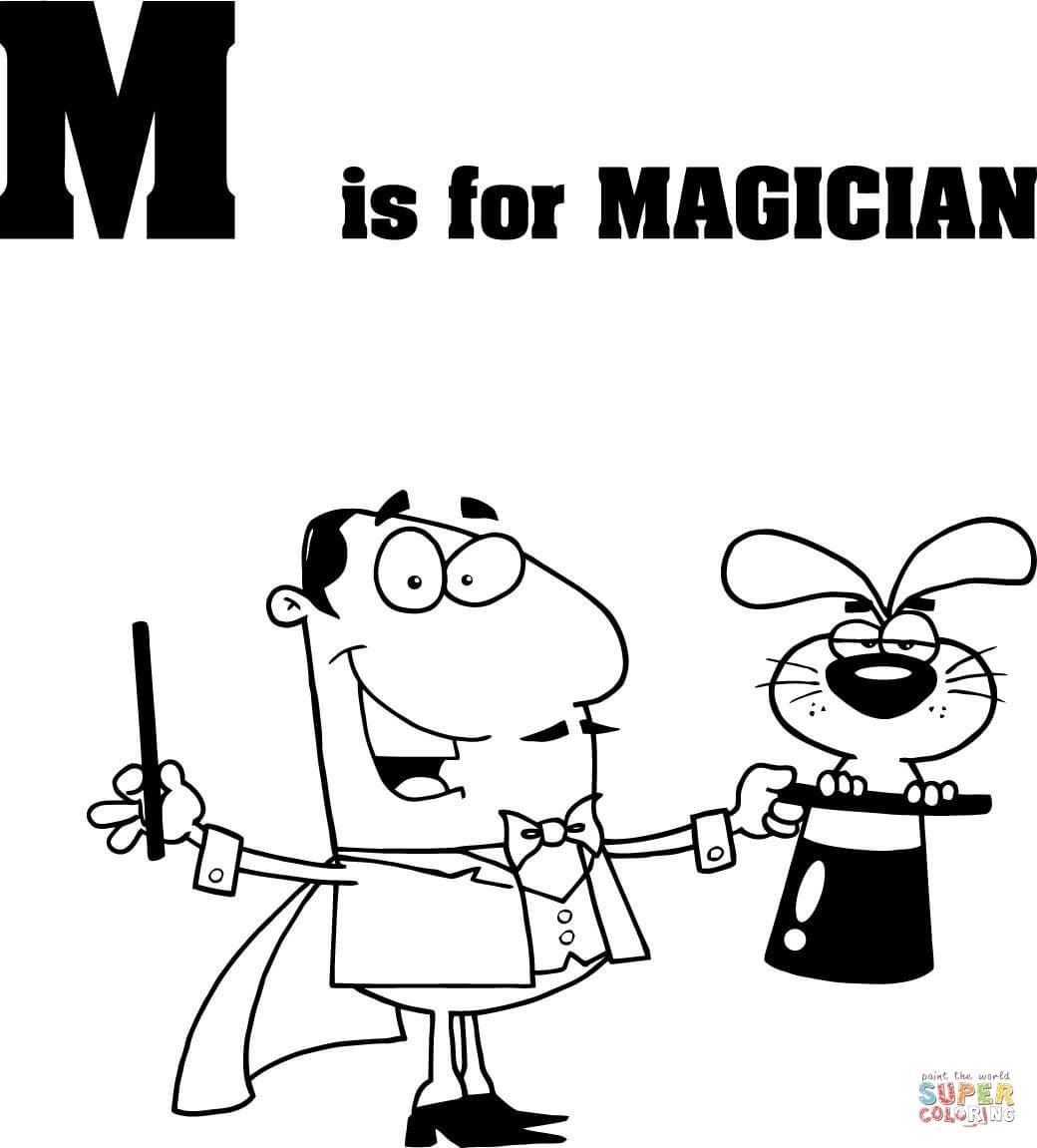 1040x1151 Letter M Is For Magician Coloring Page From Learn English Alphabet