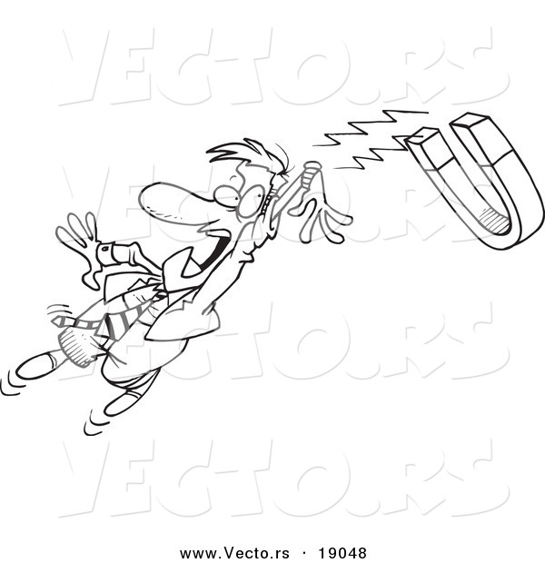600x620 Vector Of A Cartoon Businessman Being Drawn In By A Magnetic