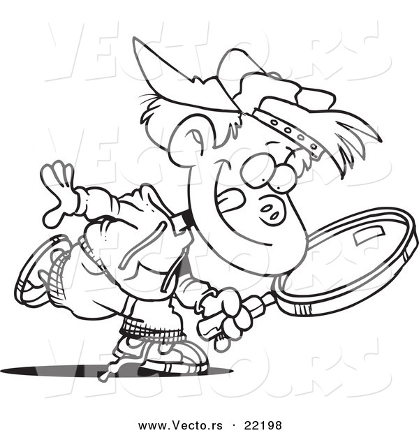 600x620 Vector Of A Cartoon Boy Seeking With A Magnifying Glass