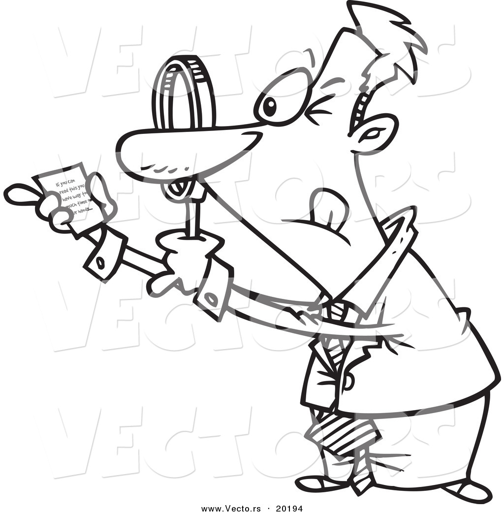 1024x1044 Vector Of A Cartoon Businessman Using A Magnifying Glass To Read