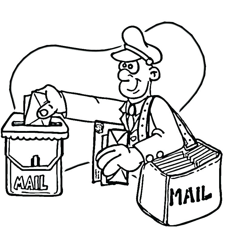 750x752 Mail Carrier Coloring Page