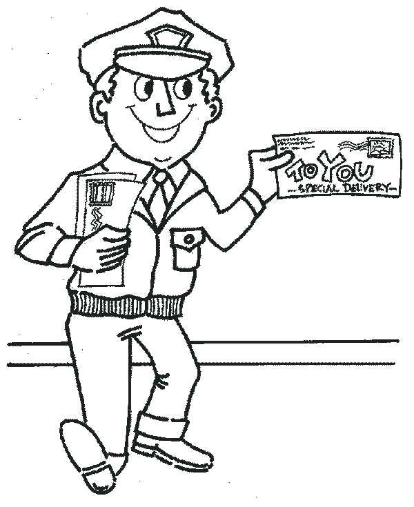 600x735 Community Helpers Coloring Pages Lovely Mail Carrier Coloring Page