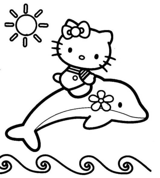 530x590 Hello Kitty Reading Mail Coloring Page
