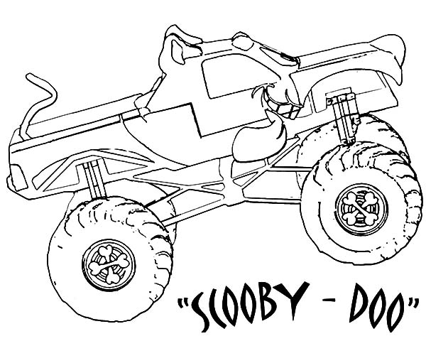600x480 Monster Jam Scooby Doo Monster Truck Coloring Pages Color Luna