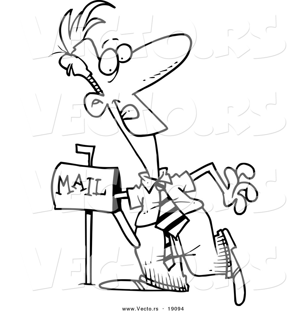1024x1044 Vector Of A Cartoon Man Anxiously Reaching Into His Mailbox