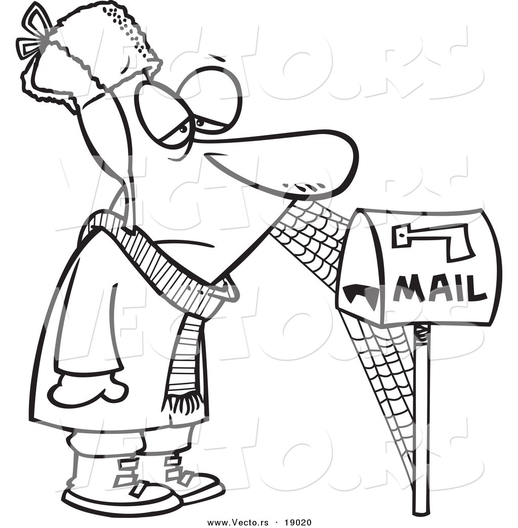 1024x1044 Vector Of A Cartoon Man Waiting By Mailbox, With Cobwebs