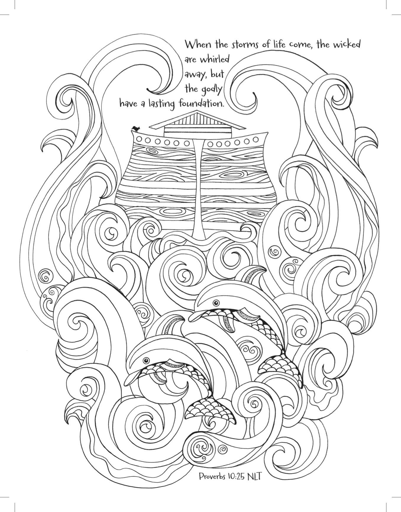 1356x1731 Noah's Ark Coloring The Great Flood (Majestic Expressions