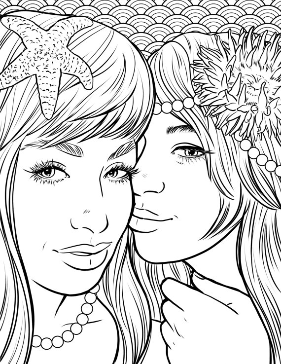 570x738 Pretty Mermaids Makeup Coloring Page By Sparklepriestessart Art