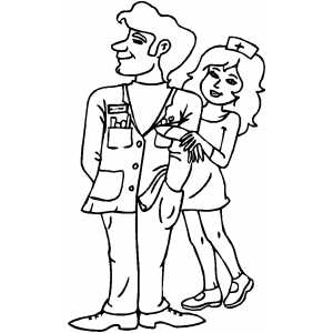 300x300 Doctor With Nurse Coloring Page