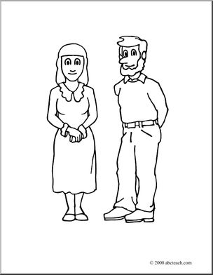 304x392 Clip Art People Woman And Man (Coloring Page) I