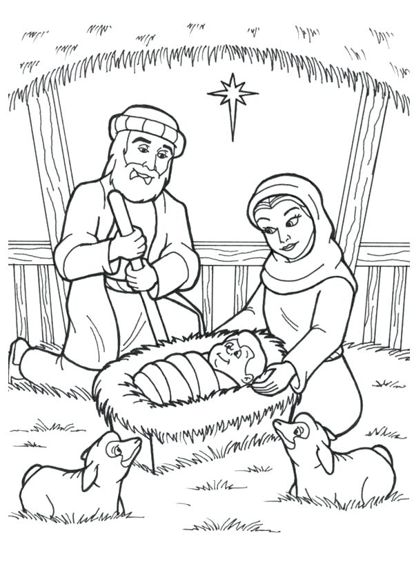 600x831 Manger Coloring Page Is Born In A Manger In Nativity Coloring Page