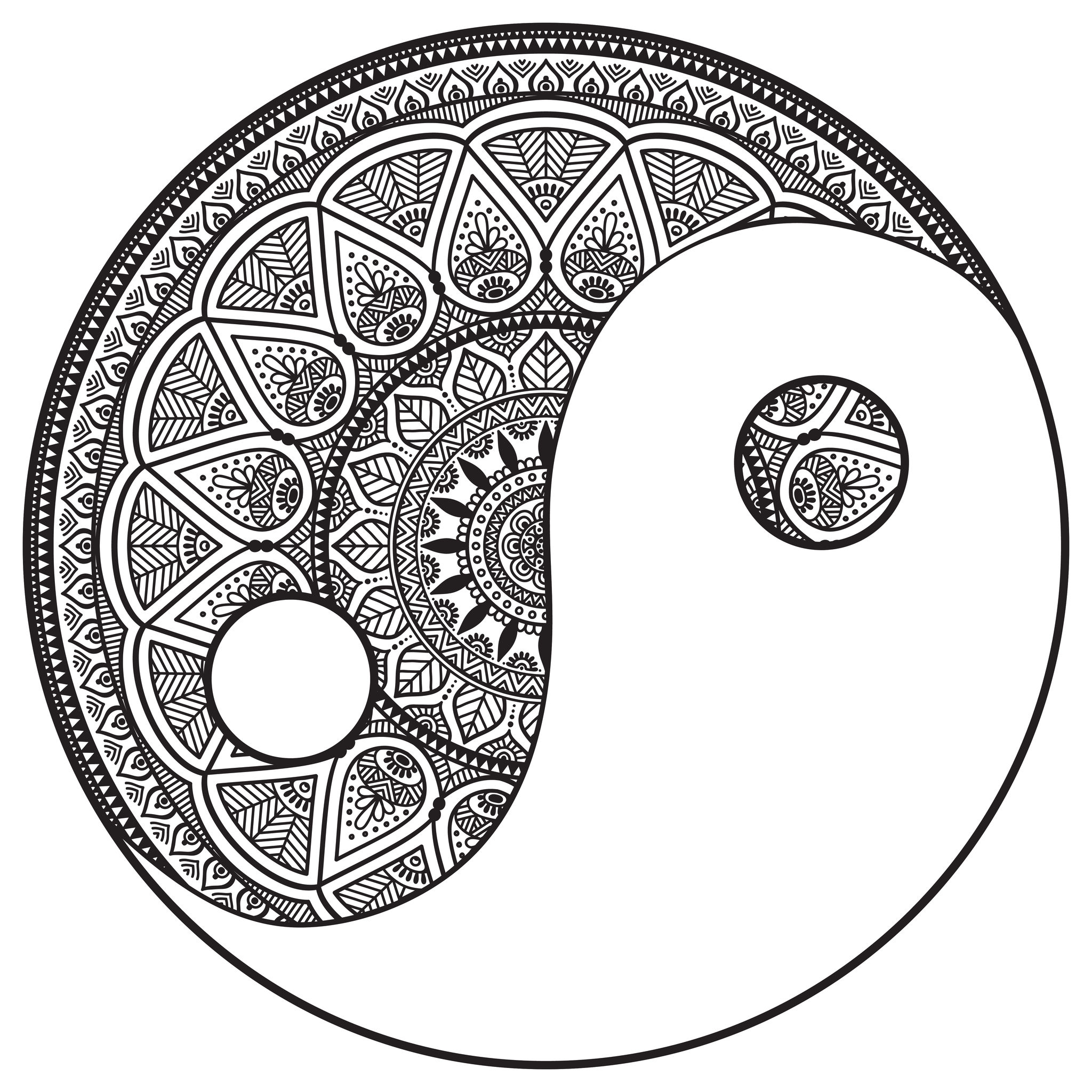 2048x2048 Mandala Yin And Yang To Color
