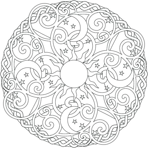 600x600 Mandala Coloring Pages Advanced Level Printable Mandalas Sun
