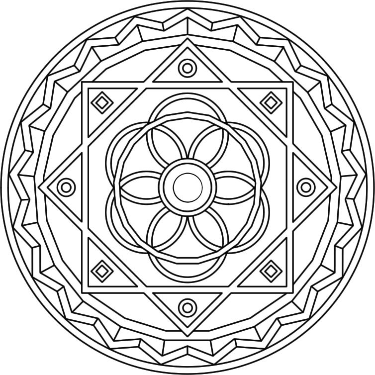 754x754 Mandala Coloring Pages Advanced Level