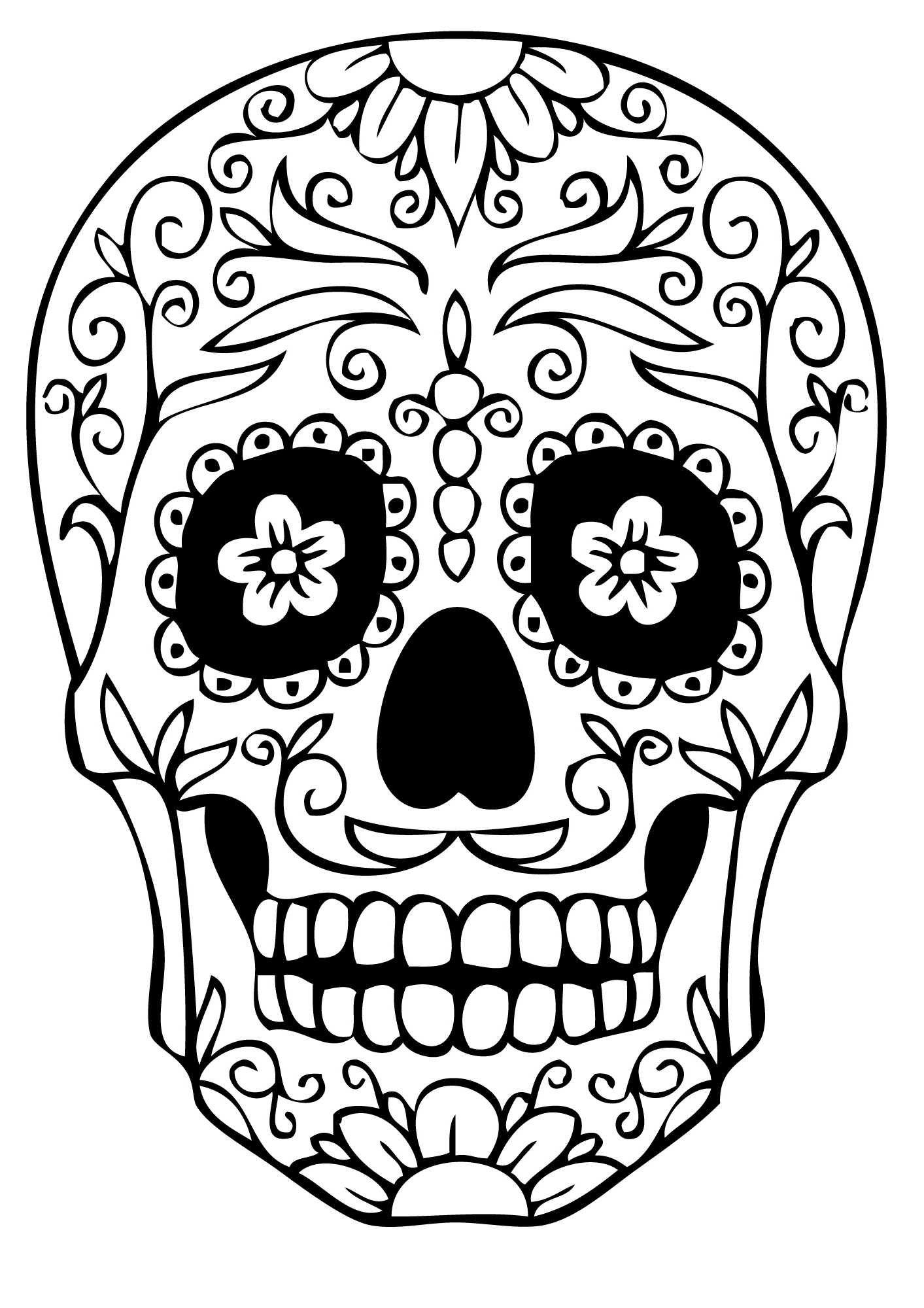 1413x2000 Sugar Skulls Coloring Pages Printable Mandalas Candy Skull Adult