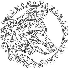 236x238 Print High Quality Wolf Mandala Adult Coloring Pages