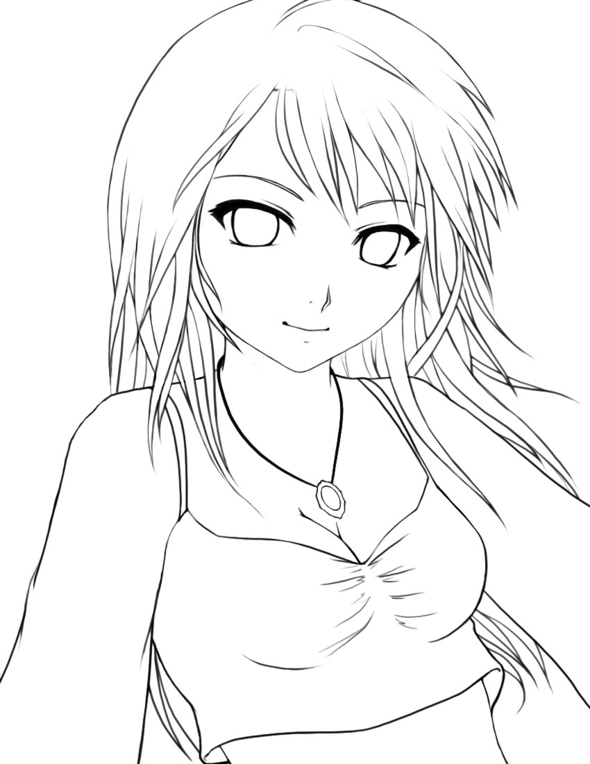 850x1100 Anime Girl Coloring Page Pages