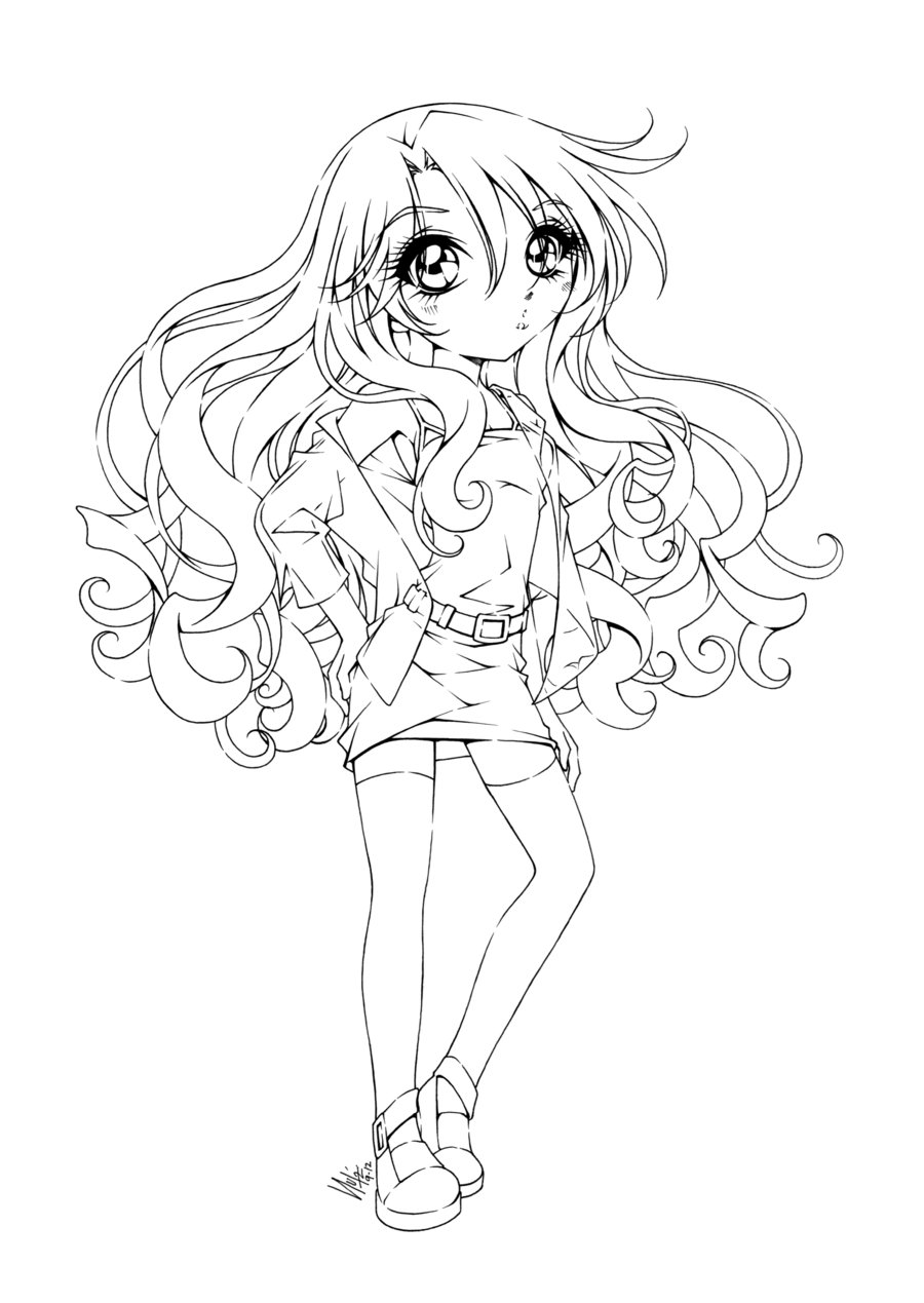 900x1269 Cute Anime Girl Coloring Pages