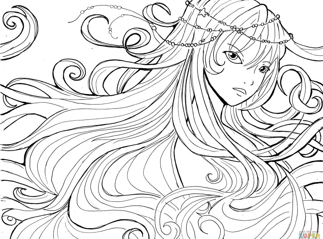 1080x800 Anime Coloring Pages School Girl For Kids Chibi Printable Fox High