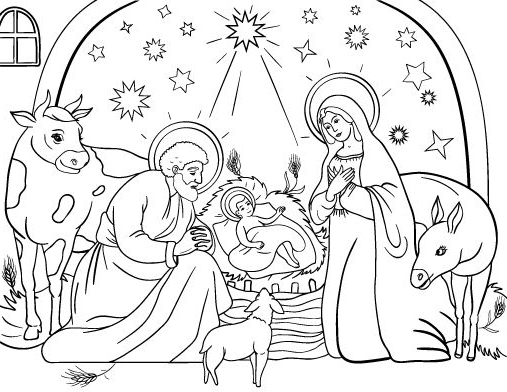 507x392 Manger Printable Coloring Pages Free Printable Nativity Scene