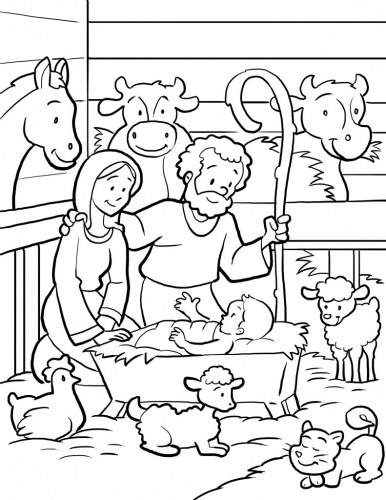 Manger Scene Coloring Page
