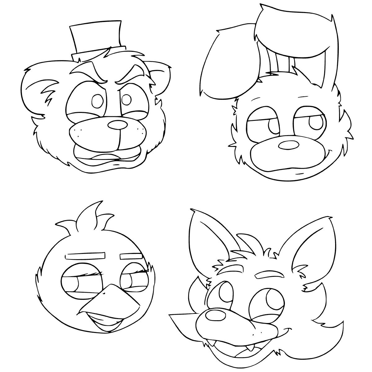 1200x1200 Freddy Bonnie Chica Mangle Coloring Page