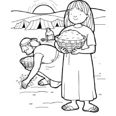 230x230 Gathering Manna Coloring Page Bible Crafts Molde