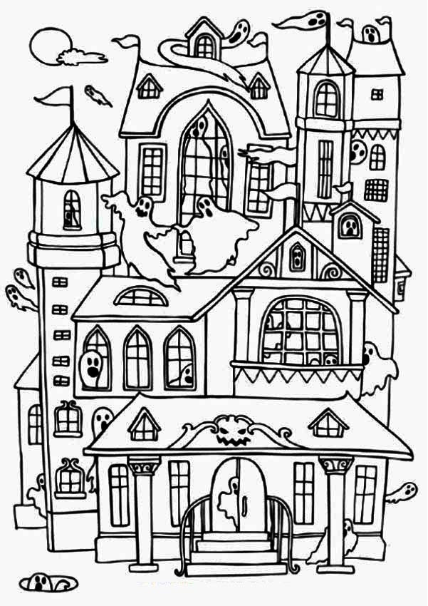 601x850 Halloween Coloring Pages Haunted House Free Printable Haunted