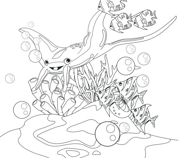 600x527 Manta Ray Coloring Page Giant Manta Ray The Exotic Colouring Book