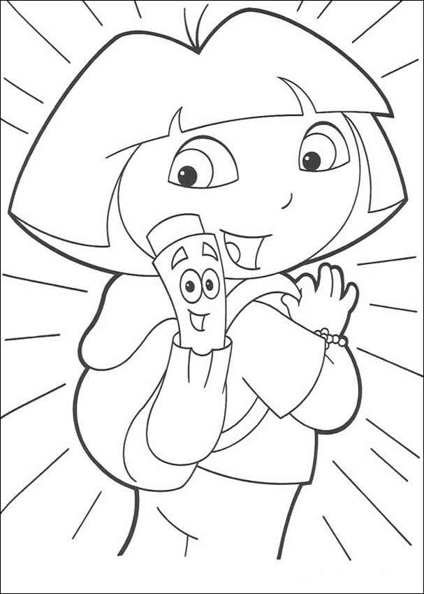 607x850 Dora The Explorer, Map And Backpack Coloring Page