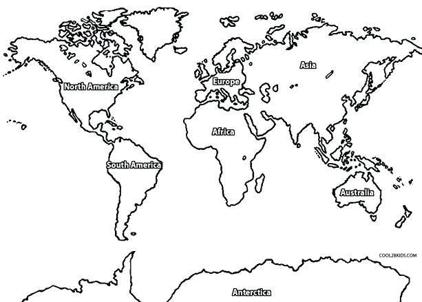 613x439 World Map Coloring Pages World Map Coloring Page With Labels World