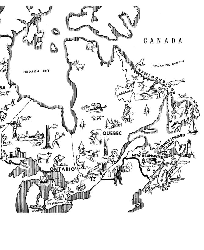 Map Of Canada Colouring Page