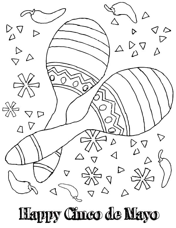 600x776 Happy Cinco De Mayo With Maracas Coloring Pages Best Place To Color