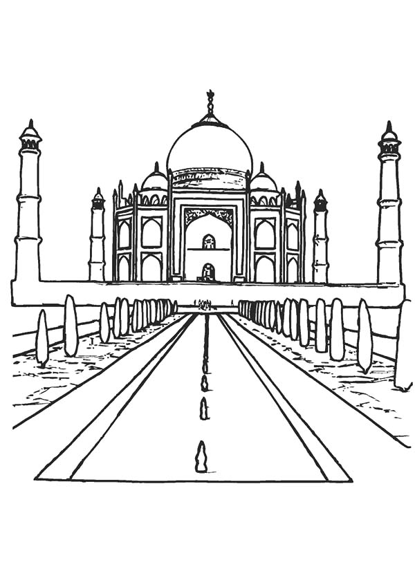 600x849 India Taj Mahal Countries Coloring Pages Free To Print For Adults