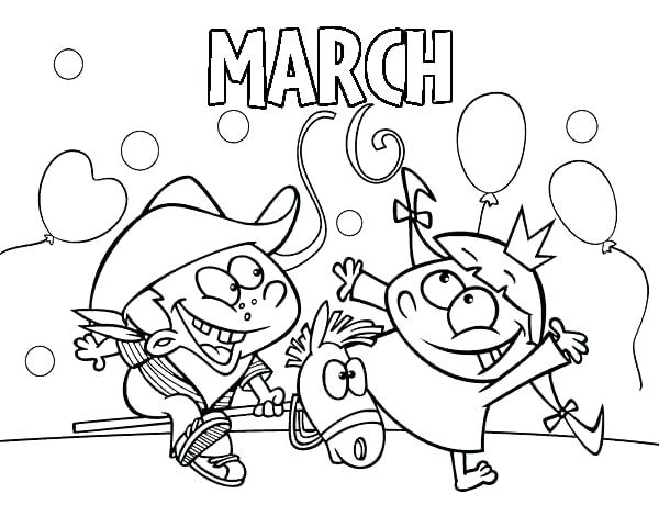 600x470 March Coloring Pages Happy March Coloring Page March Coloring