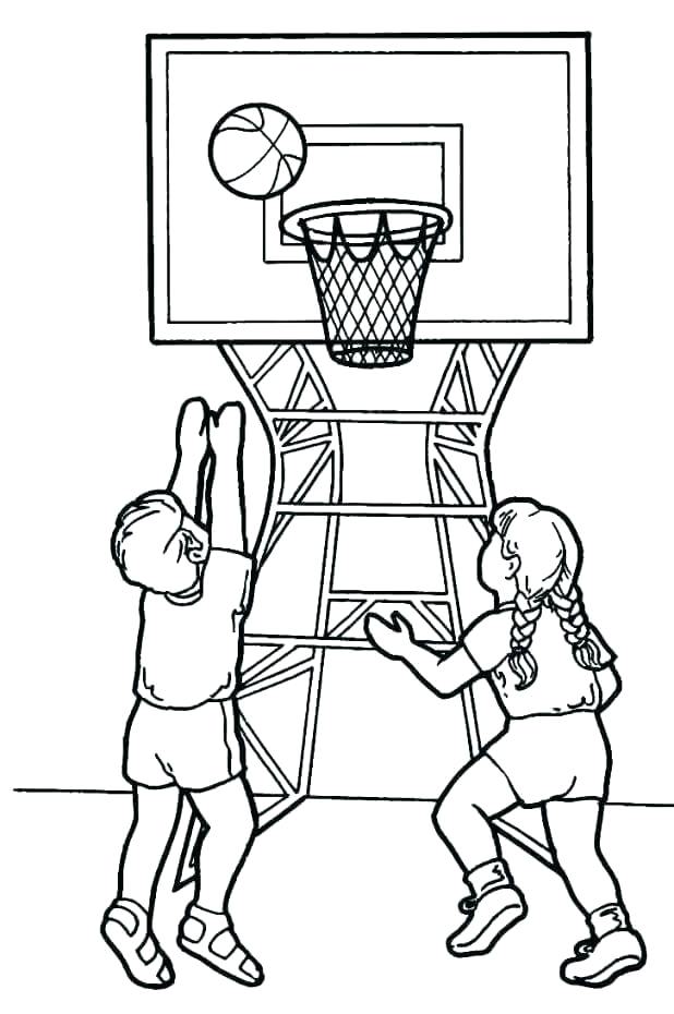 618x930 Coloring Basketball Hoop Coloring Page Kids Playing March Madness