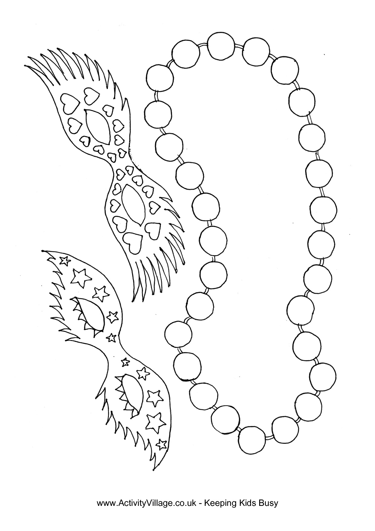 Mardi Gras Beads Coloring Pages