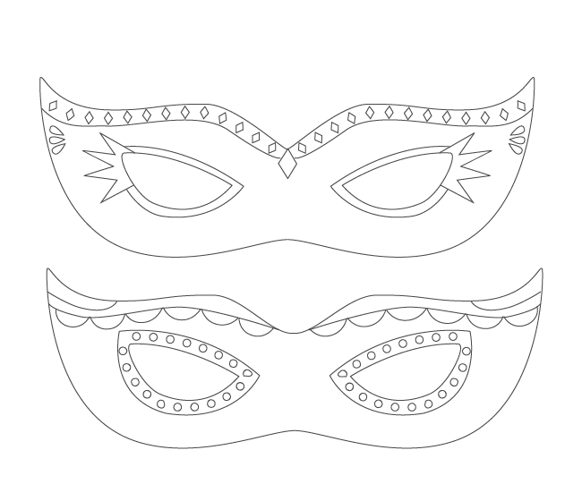 650x560 Color Your Own Mardi Gras Masks Free Printable