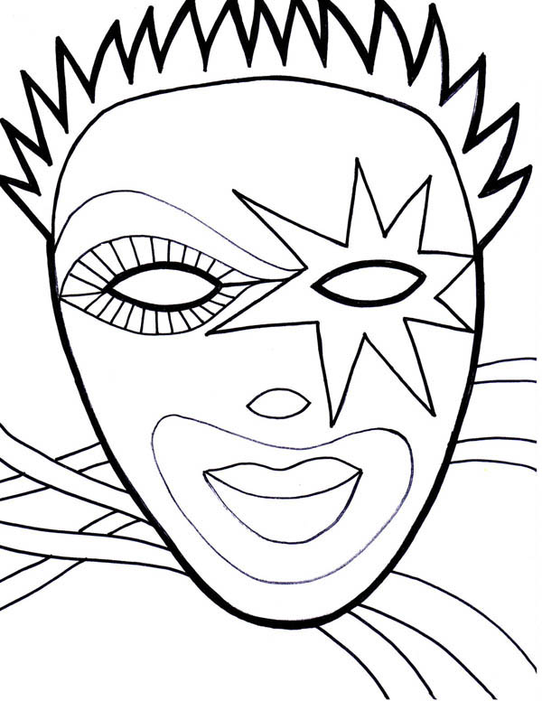 600x776 Wearing Mask On Mardi Gras Fest Coloring Page