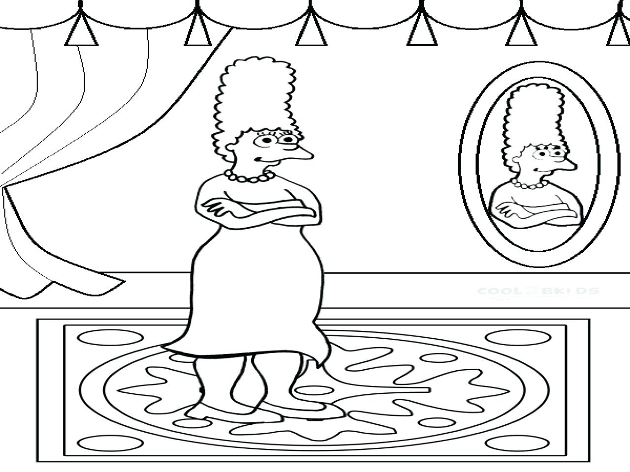 1280x960 Coloring Pages ~ Simpsons Coloring Pages Size Printable Marge